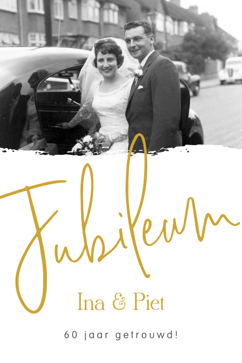 Staande jubileumkaart met eigen foto voor 60 jaar